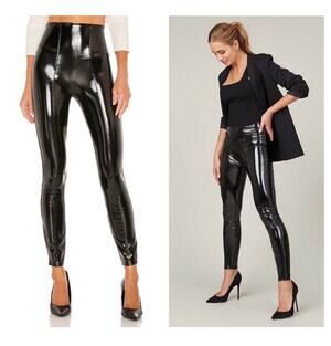 SPANX Faux Patent Leather Legging Small Black Skinny High Rise Stretch